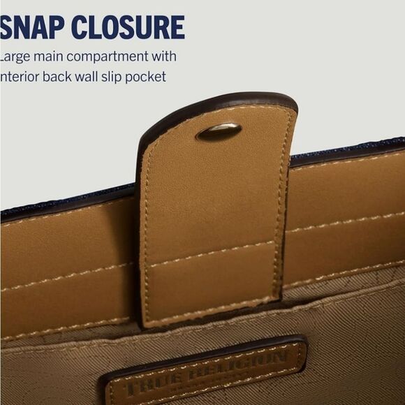 True Religion Quilted Horseshoe Modern Denim Tote Bag - Picture 7 of 16